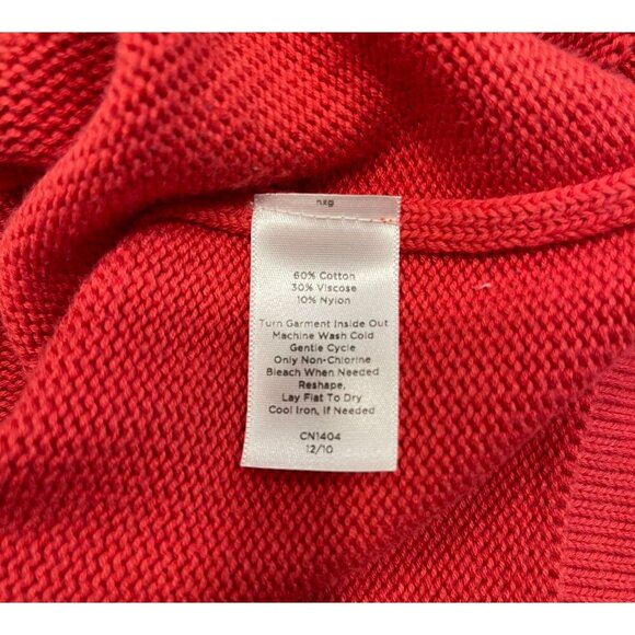 Talbots Women's Tight Knit Cardigan Size Large Coral Red Pockets Long Sleeves - Picture 6 of 9